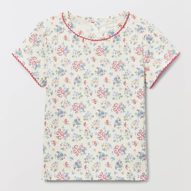 T-shirt manches courtes imprimé en coton BIO GOTS naturel <span itemprop=