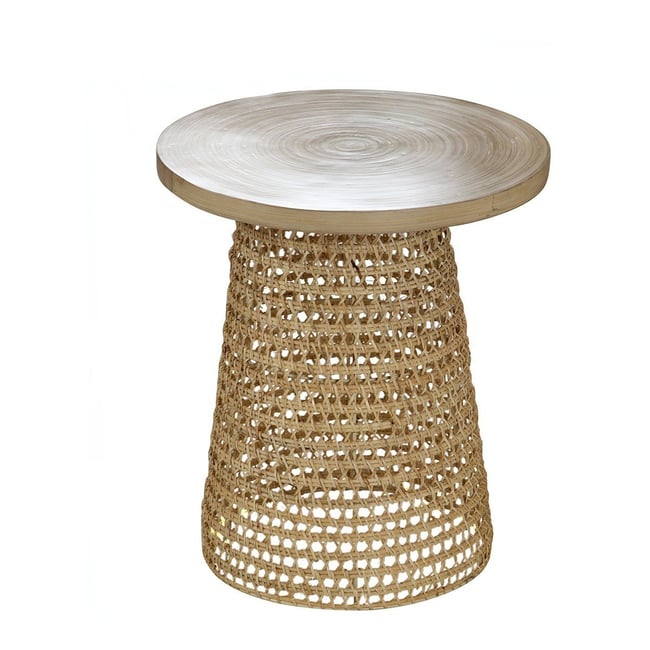 Bout de canapé plateau bambou pied rotin Couleur v002237 <span itemprop=