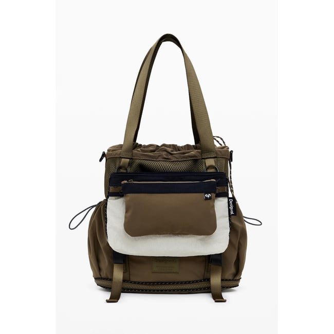 Grand sac à dos extensible en nylon vert <span itemprop=