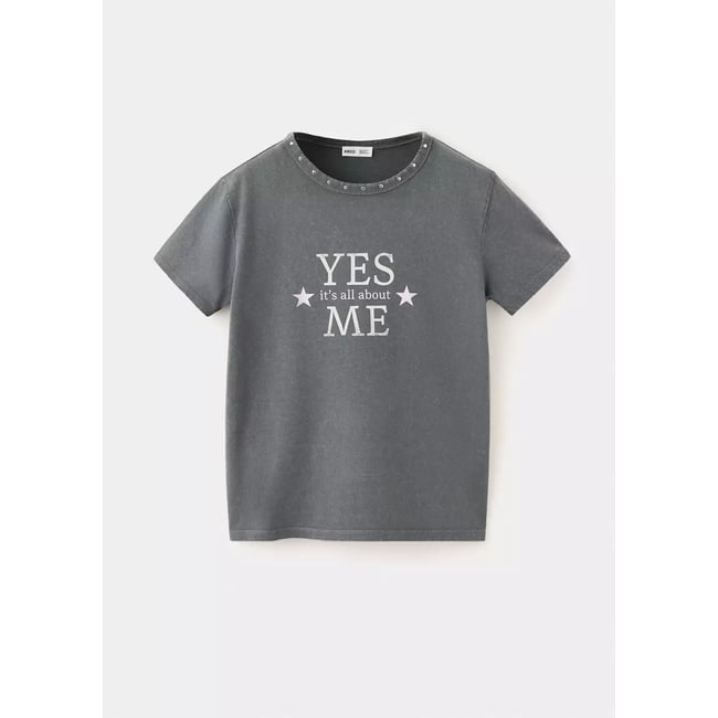 T-shirt à clous détail imprimé gris anthracite <span itemprop=