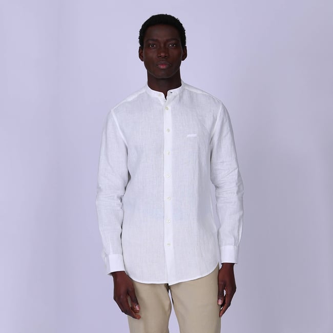 Chemise lin blanc casse <span itemprop=