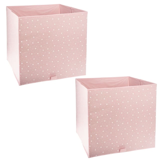 Lot de 2 boîtes de rangement cube ETOILE Couleur rose <span itemprop=
