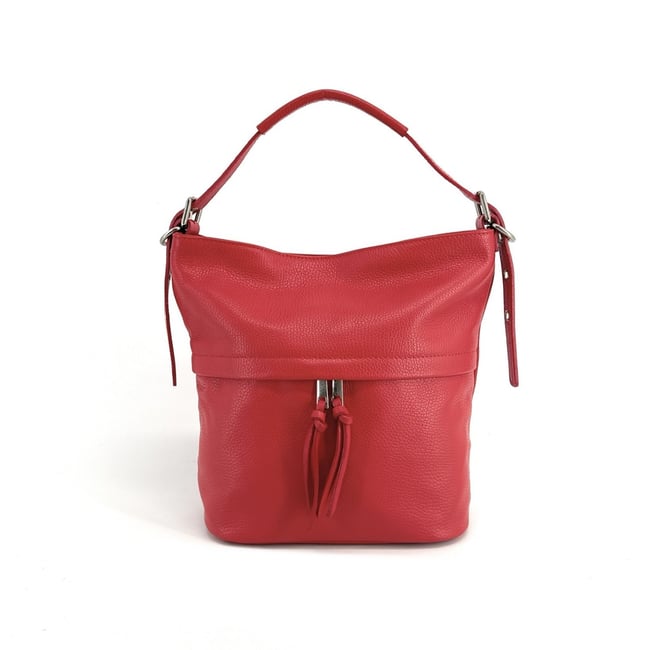 Sac à main en cuir grainé LIVERPOOL rouge clair <span itemprop=