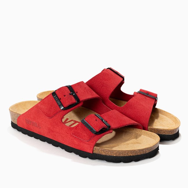Sandales en cuir suédé ATLAS pour femme rouge <span itemprop=