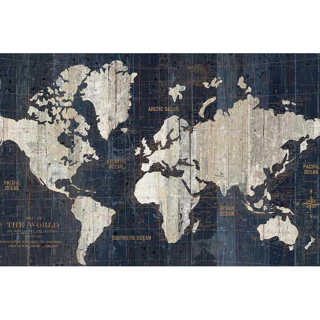 Tableau Carte du monde voies navigables - HEXOA