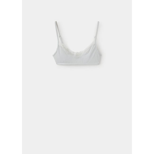 Soutien-gorge triangle en dentelle gris chiné moyen <span itemprop=