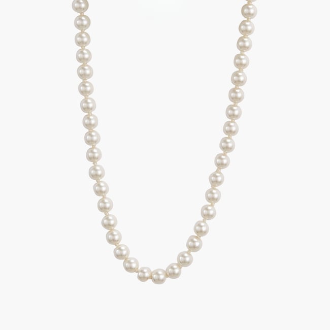 Collier de perles en verre 8mm blanc <span itemprop=