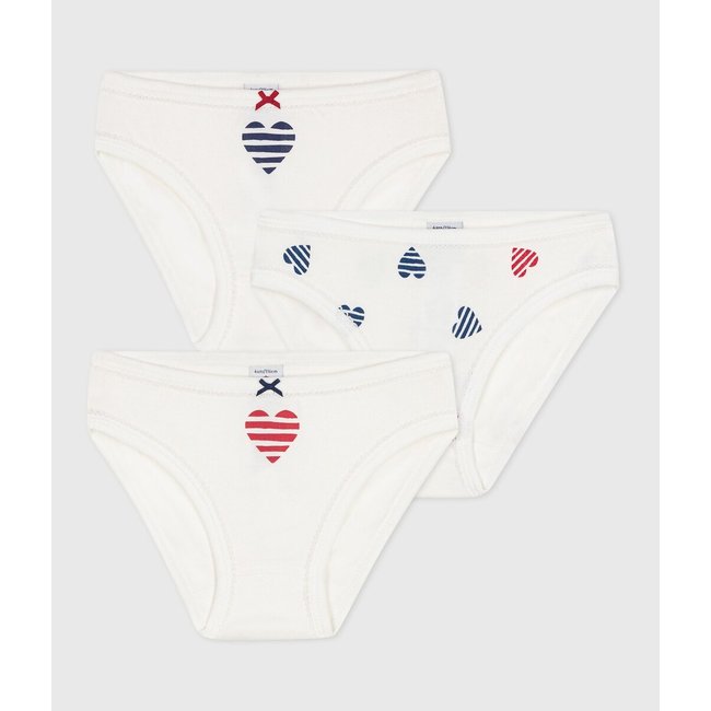 Pack of 3 Briefs, heart print, PETIT BATEAU