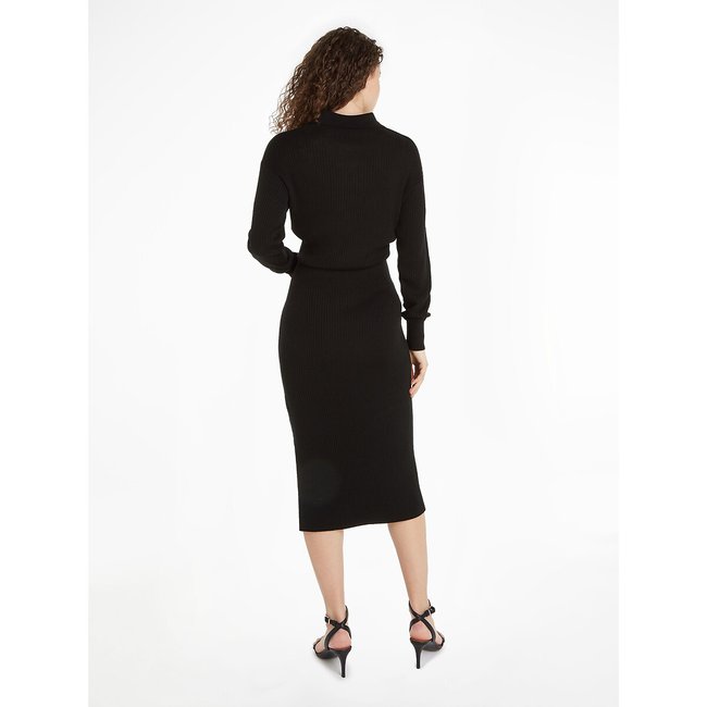Bodycon polo dress with long sleeves, black, Tommy Hilfiger | La Redoute