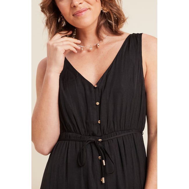 Robe midi évasée satin noir <span itemprop=