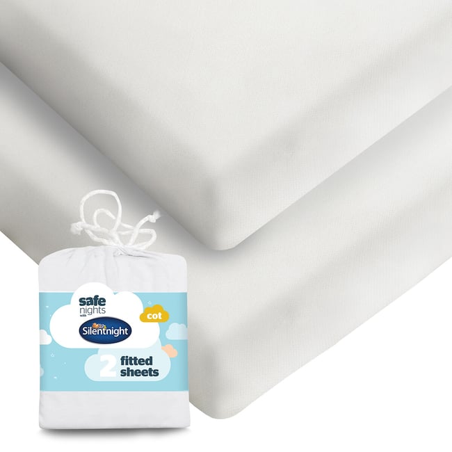 Pack of 2 Safe Nights Cot Fitted Sheet - SILENTNIGHT