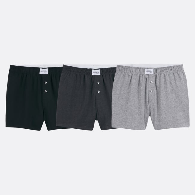 lot de 3 caleçons en jersey  gris chiné noir <span itemprop=