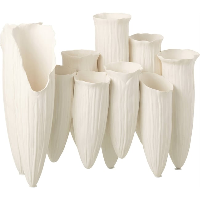 Vase soliflore helix cylindre en poterie Couleur blanc <span itemprop=