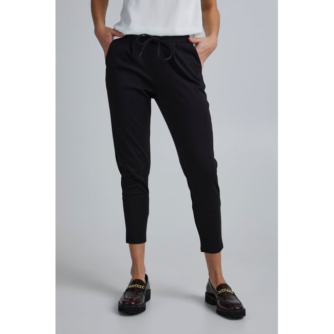 Pantalon coupe droite, longueur cheville, taille élastiquée - ICHI