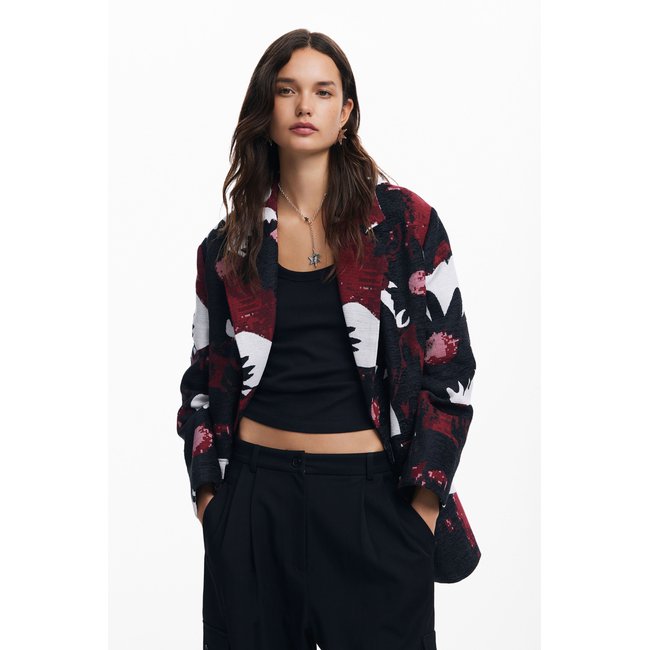 Manteau floral M. Christian Lacroix rouge <span itemprop=