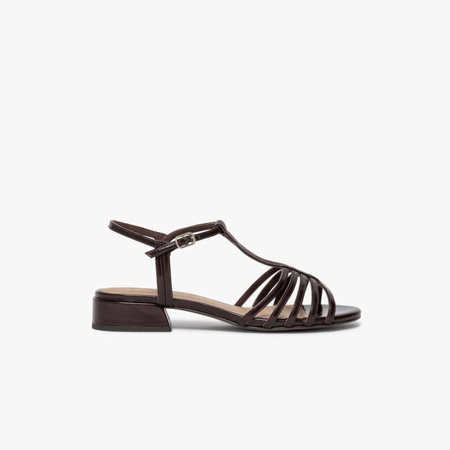 Sandale Plate en cuir GLADDIE marron marron fonce <span itemprop=