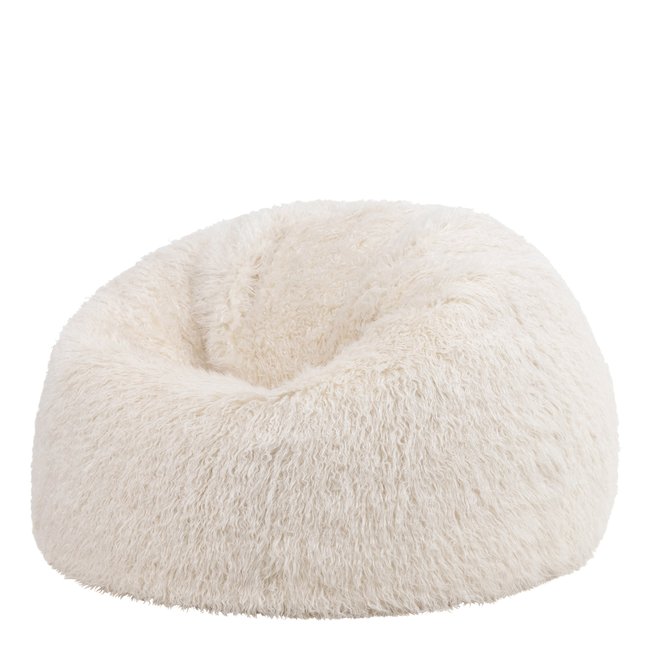 Pouf classique imitation fourrure mongole Oeko-Tex® Couleur beige <span itemprop=