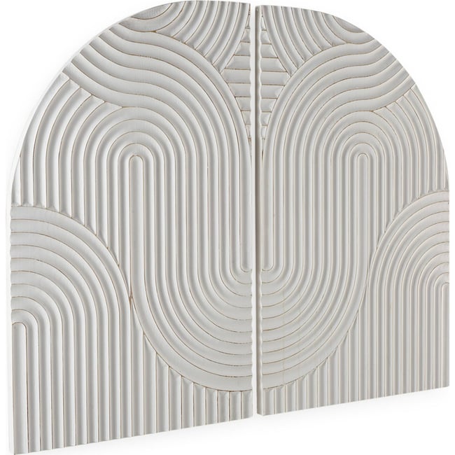 Sculpture murale en bois relief arqué Couleur blanc <span itemprop=