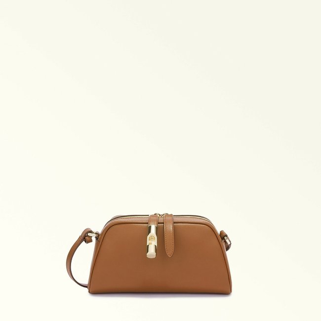 Leather Shoulder Bag, Goccia S, camel, FURLA