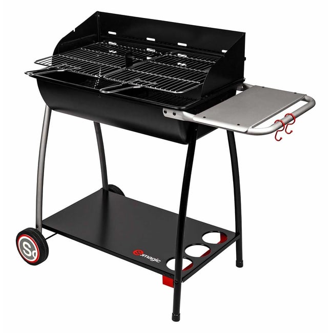 Barbecue à charbon avec deux foyers noir <span itemprop=