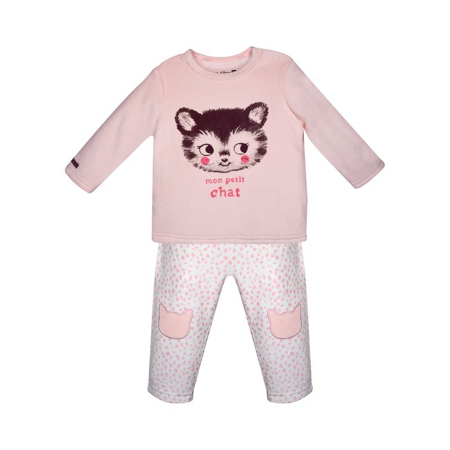 Pyjama 2 pieces figue velours rase rose <span itemprop=