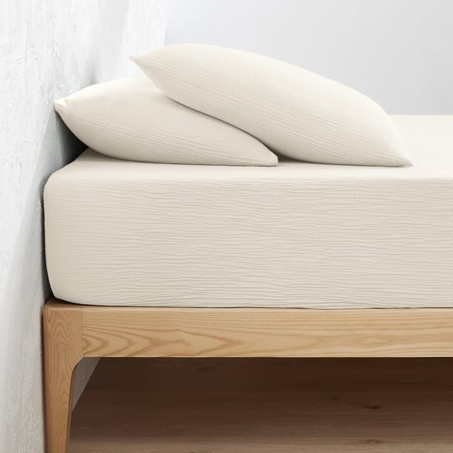 Lenzuolo con angoli in garza di cotone, balza da 30 cm, Kumla - LA REDOUTE INTERIEURS