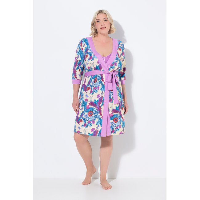 Kimono imprimé perroquets améthyste <span itemprop=