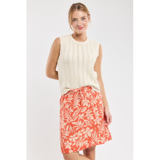 Jupe imprimé en lin imprimé honolulu <span itemprop=