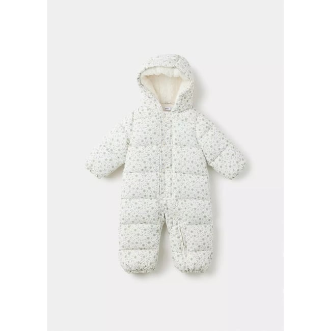 Combi-pilote matelassée à fleurs blanc cassé <span itemprop=