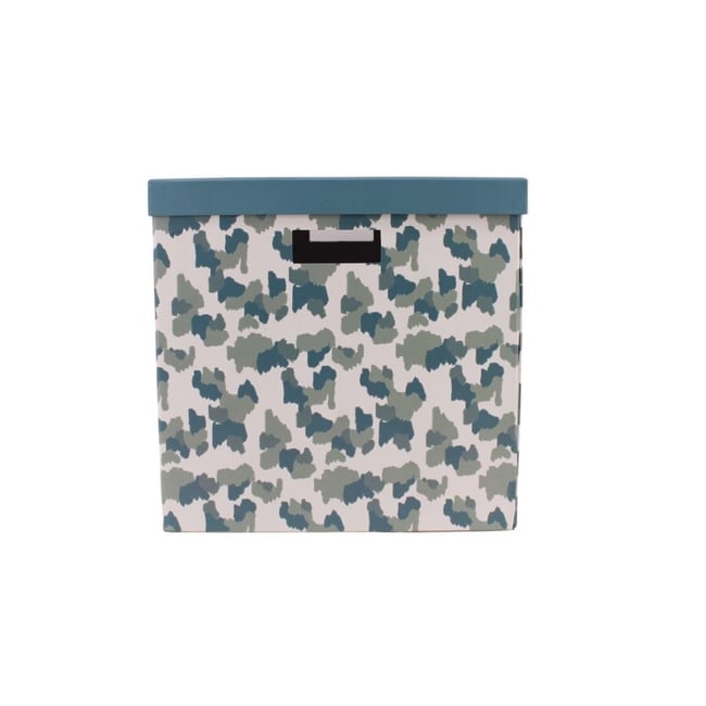 Boite avec couvercle en carton recyclé imprimé 31x31x31cm Couleur beige <span itemprop=