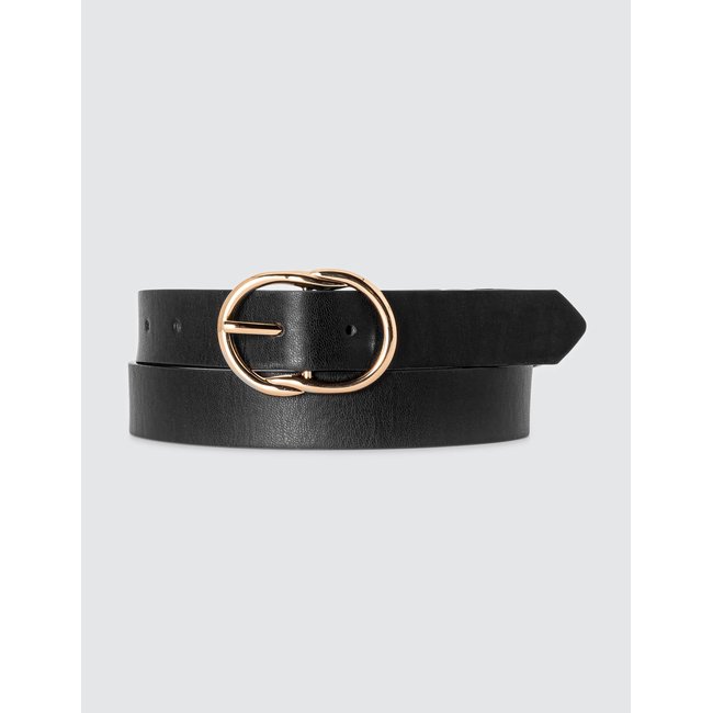 Ceinture basique boucle fantaisie noir <span itemprop=