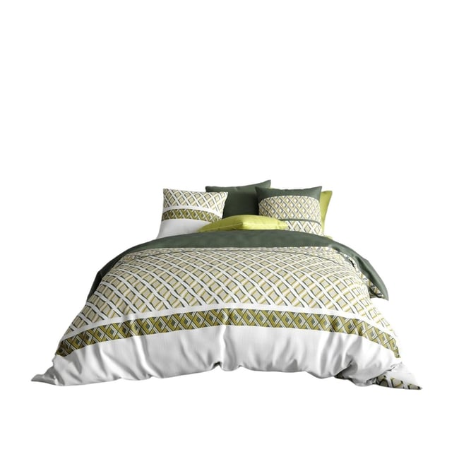 Housse de couette + 2 taies Naya vert <span itemprop=