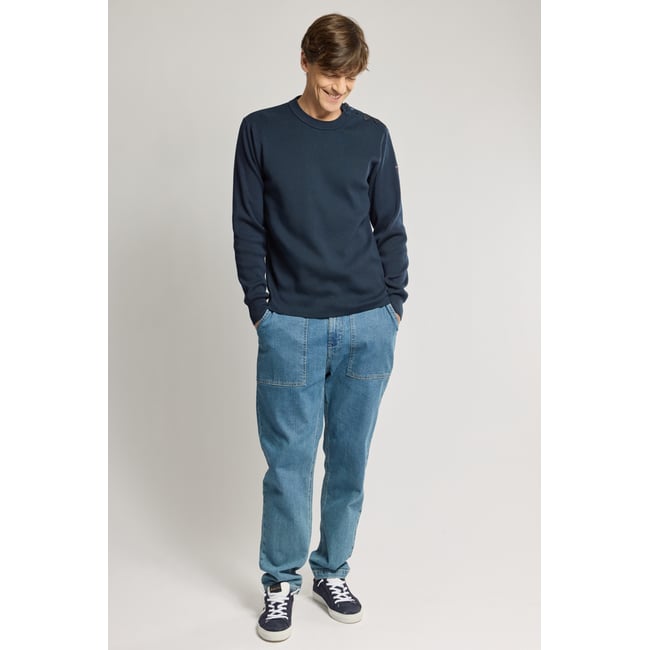 Pull marin uni - coton marine deep/ozero <span itemprop=