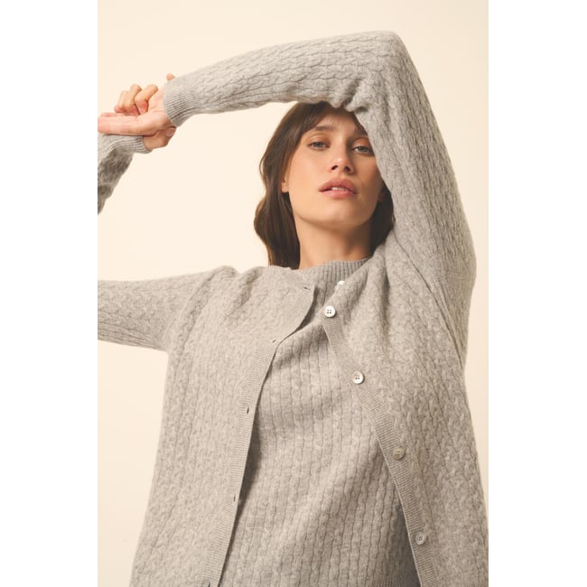 Cardigan Col Rond Nuage Chiné Laura gris clair chiné <span itemprop=