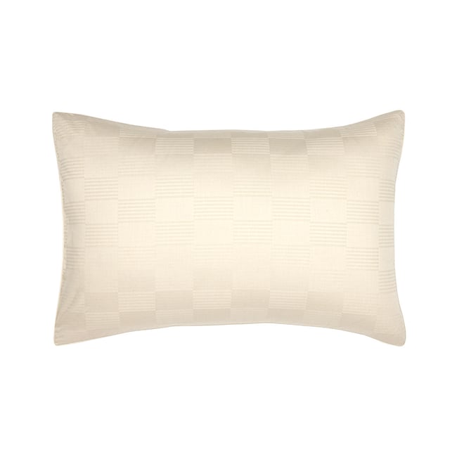 Taie d'oreiller en satin de coton gris, DAMIER - DESFORGES