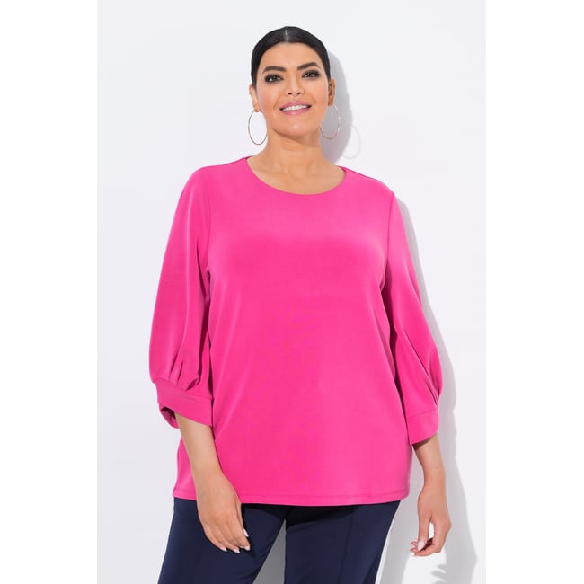 Sweat-shirt avec plis fantaisie rose vif <span itemprop=