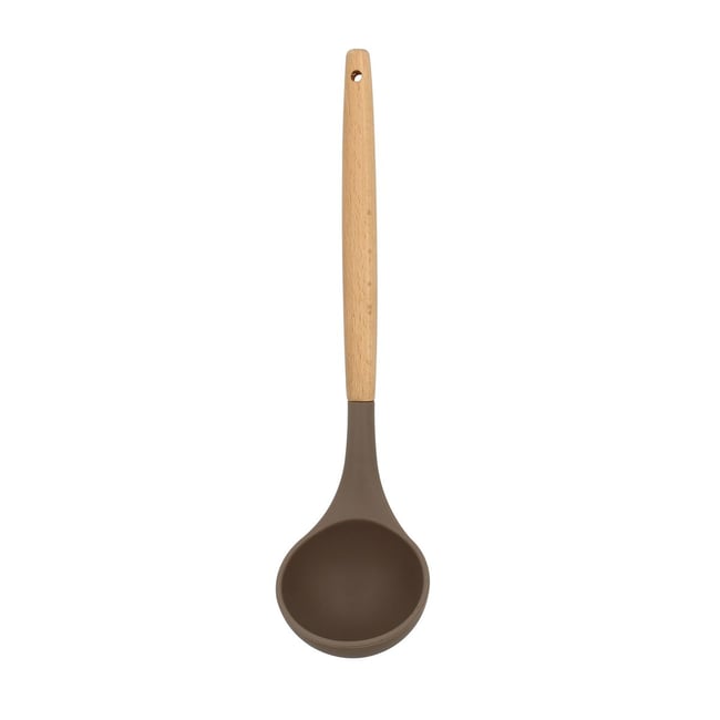 Louche en silicone et manche en bois, ELIOTT taupe <span itemprop=