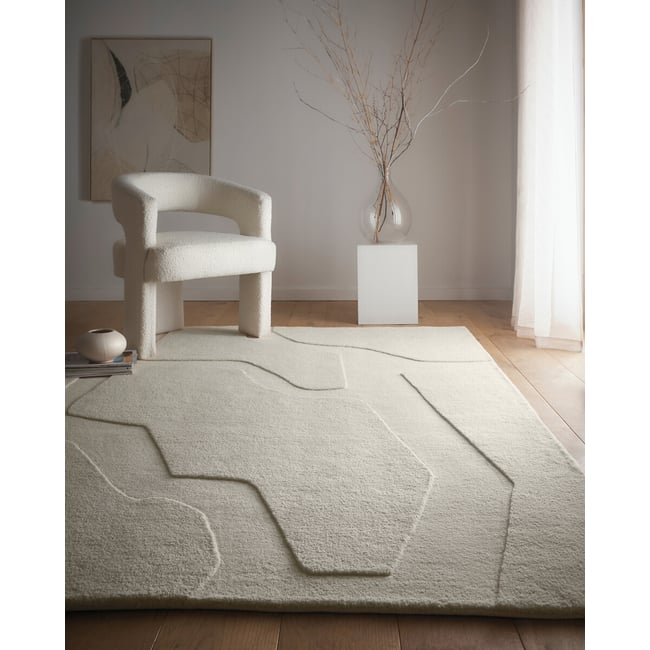 Sculptured Formation Wool Rug, cream, ORIGIN