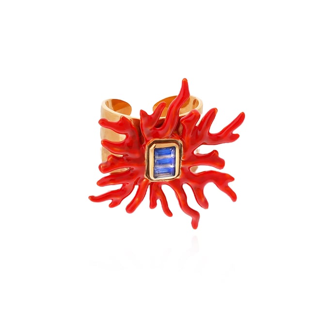 Bague avec cabochon central TALASSA rouge <span itemprop=