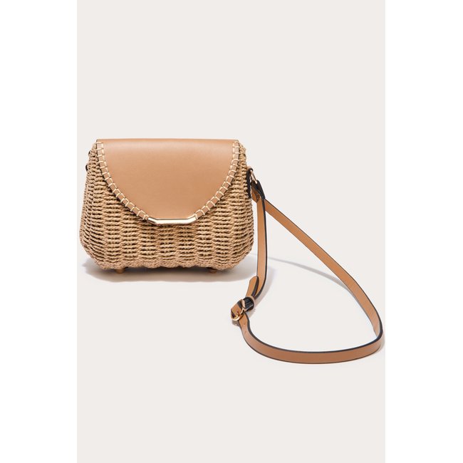 Sac boîte paille camel <span itemprop=