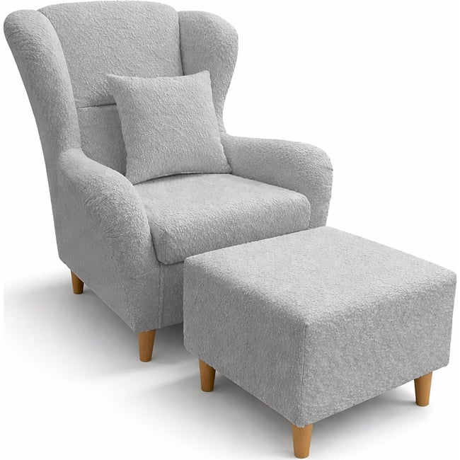 Fauteuil à oreilles chenille et repose-pieds - RECOLLECTION
