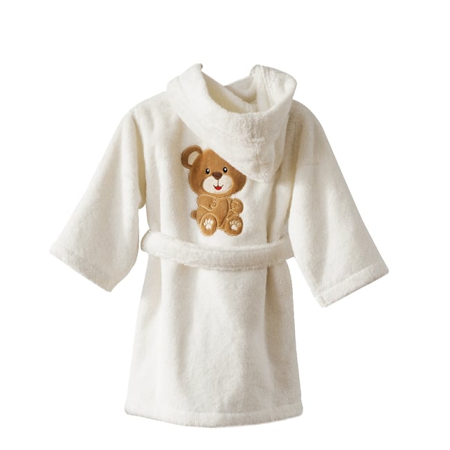 Peignoir  en Coton 500g/m² modèle brodé - KARL blanc <span itemprop=