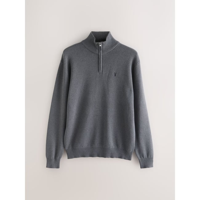 Pull standard à col zippé premium gris anthracite <span itemprop=