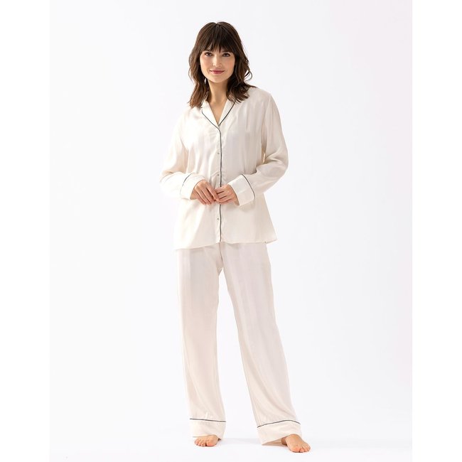 Pyjama boutonné chaine et trame  GABRIELLE 606 écru <span itemprop=