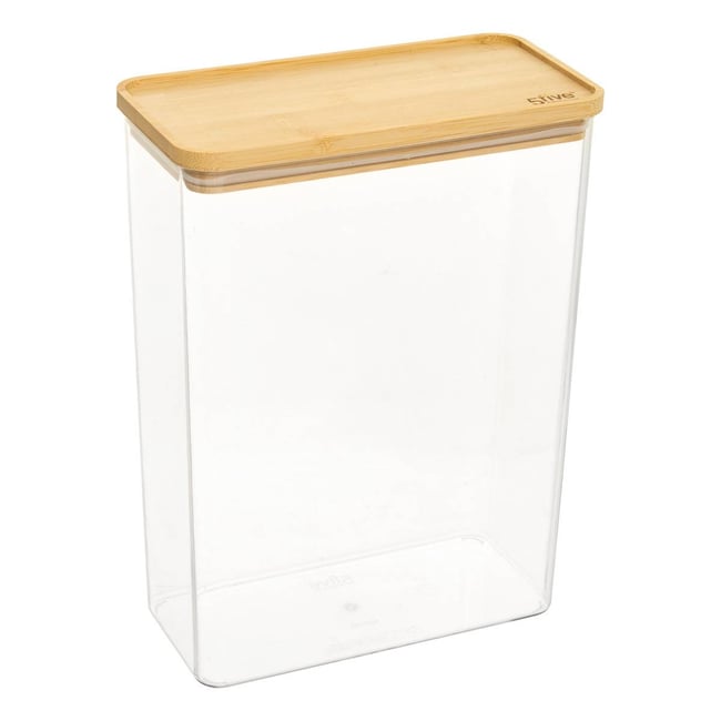 Boîte de conservation rectangulaire avec couvercle en bambou ESKE Couleur transparent <span itemprop=