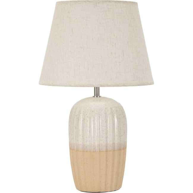 Lampe à poser en céramique striée MODERN Couleur sable et pêche <span itemprop=