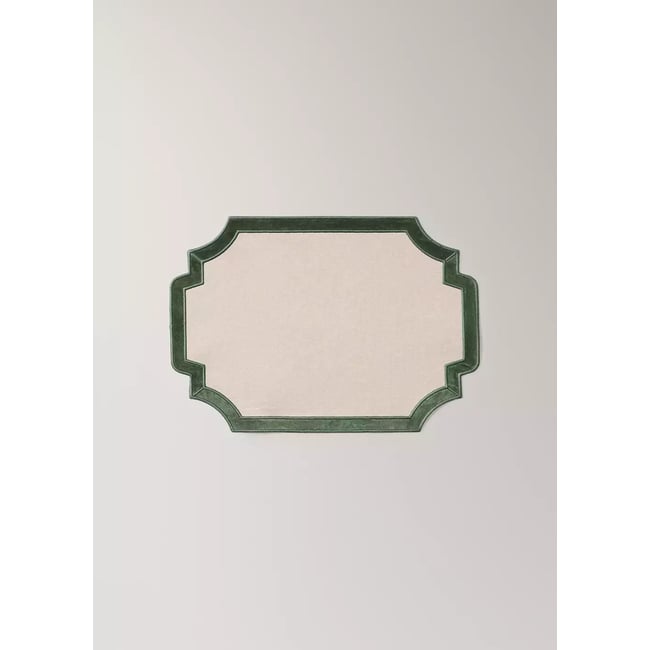 Set de table 100 % coton avec broderie de Noël Couleur vert <span itemprop=