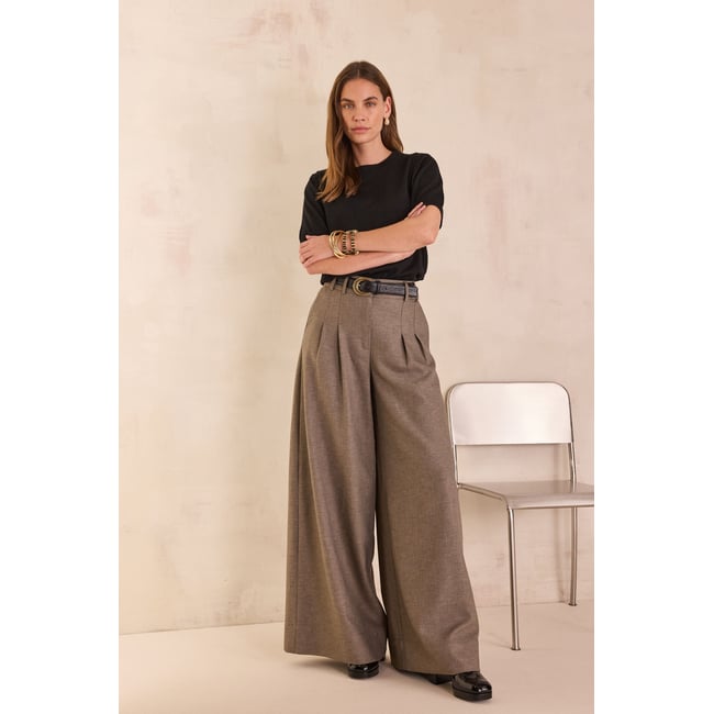 Pantalon large DAISY taupe clair <span itemprop=