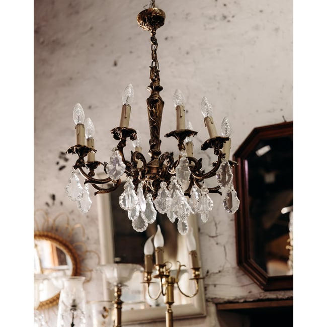 Suspension en cristal au style ancien Sonia N°302 - Bon état Couleur transparent <span itemprop=