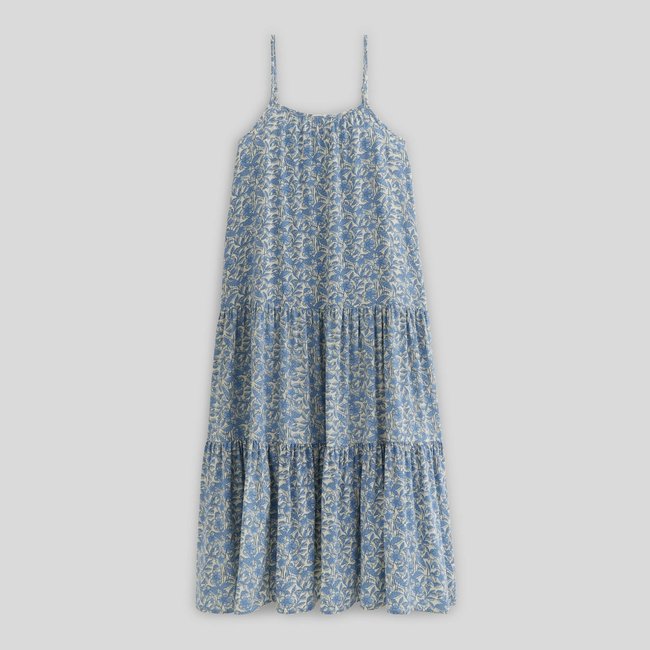 Robe longue à bretelles imprimée amaretti <span itemprop=